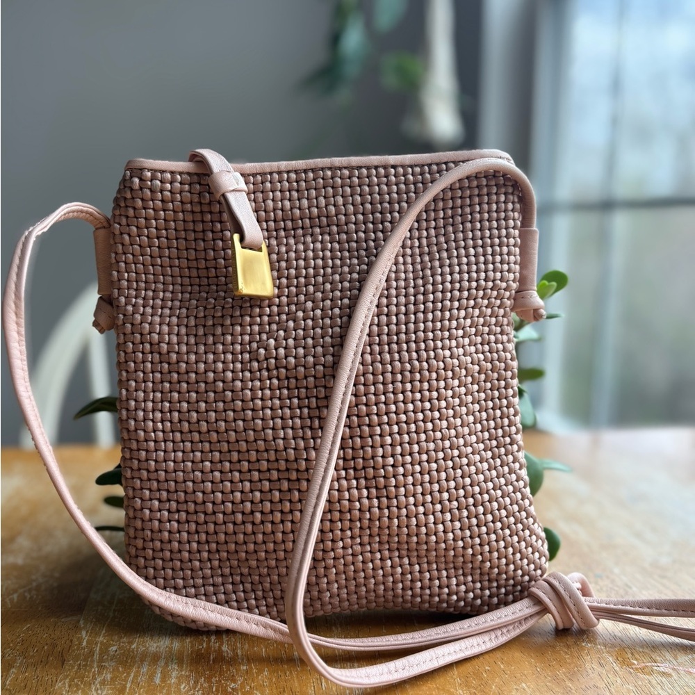 Sharif Woven Brown Crossbody Bag with Gold Accent NEW!